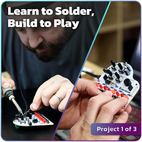 amomii Testudo: Soldering Practice Kit, 3 Builds, Multiple Projects + USB C Microcontroller, Arduino IDE Compatible Electronics Starter Kit for Beginners, Makers, Adults & Teens, Included eBook amomii