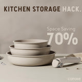 CAROTE 15pcs Pots and Pans Set, Nonstick Cookware Set Detachable Handle, Induction Kitchen Cookware Sets Non Stick with Removable Handle, RV Cookware Set, Oven Safe, Taupe CAROTE