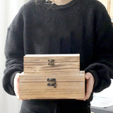 DECOR4SEASON Wooden Box Set of 2 - Rustic Farmhouse Decorative Boxes with Hinged Lid and Carved Design DECOR4SEASON