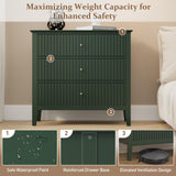 RoyalCraft Dark Green Fluted 3 Drawer Dresser, 32 inch Wide Dresser Nightstand for Bedroom, Modern Wood Chest of Drawers, Large Painted Nightstand with 3 Drawers for Closet, Hallway, Entryway RoyalCraft