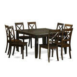 East West Furniture PFBO9-CAP-W 9 Piece Modern Dining Table Set Includes a Square Wooden Table with Butterfly Leaf and 8 Kitchen Dining Chairs, 54x54 Inch, Cappuccino East West Furniture