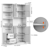 CBBPET 71" Pantry Cabinet with 5-Tier Open Shelf, Tall Kitchen Pantry Storage Cabinet with Microwave Stand, Farmhouse Kitchen Hutch with Storage Drawers for Living Room, Dining Room, White CBBPET