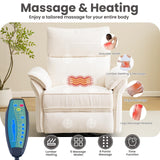 Rhevoy Oversized Power Recliner Chair Swivel Glider with Massage and Heat, Rocker Nursery Recliner for Adults with Adjustable Headrest, 26" Extra Wide Nursery Chair with Overstuffed Armrest,White Rhevoy