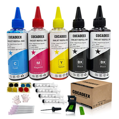 COCADEEX 500ml Ink Refill Kit Compatible with Printer Ink Cartridges 67XL 65XL 64XL 63XL 62XL 664XL 662XL 61XL 60XL 21XL 22XL 56XL 57XL 58XL 901XL 667XL 67 65 664 662 61 60 56 57 58 901