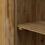 Outsunny Wooden Garden Shed, Outdoor Storage Cabinet with Waterproof Galvanized Metal Roof, Narrow Tool Shed with 3 Shelves and Lockable Door, Natural Outsunny