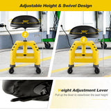 Goplus Mechanic Stool with Wheels, 360 Degree Swivel Rolling Garage Stool with 22.5”-27.5” Height Adjustment, Padded Seat, 330 LBS Capacity, Tool Tray, Heavy Duty Creeper Seat, Shop Stool for Workshop Goplus