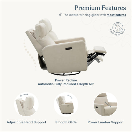 Nurture& The Glider Plus - Premium Nursery Power Recliner | Swivel Chair with Adjustable Head Support and Adjustable Lumbar Support | Built-in USB - The Ultimate Comfort for Nursing, Relaxing (Ivory) Nurture&
