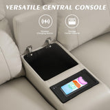 Neptane Dual Motor Power Reclining Loveseat with Wireless Charge, Power Loveseat Recliner Sofa with Adjustable Headrest/LED Light/Armrest Storage, Wall Hugger Couches for Living Room (Grey, 2 Seater) Neptane