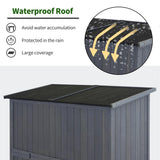 MCombo Outdoor Storage Cabinet, Wooden Storage Shed with Latch, Outside Garden Tool Shed with 2 Doors for Patio Yard Lawn, 1900 (Grey, Large) MCombo