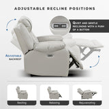 Lexicon Power Recliner Chair, Faux Leather Upholstered Home Theater Seating with LED Lighting, USB Charging Ports, Single Wall Hugger Reclining Chair for Living Room/Bedroom Easy Assembly, Gray Lexicon