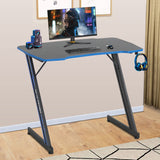 Gmaing Desk 35.4in PC Computer Desk, Blue Ergonomic Gaming Table Z Shaped Gaming Workstation with Headphone Hook for Home Office，Blue BestOffice