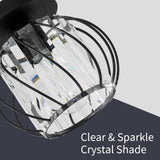 FRIDEKO HOME 2-Pack Semi Flush Mount Ceiling Light - Small Crystal Chandelier Hallway Black Metal Cage Modern Light Fixture for Entryway Bedroom Porch Kitchen FRIDEKO HOME