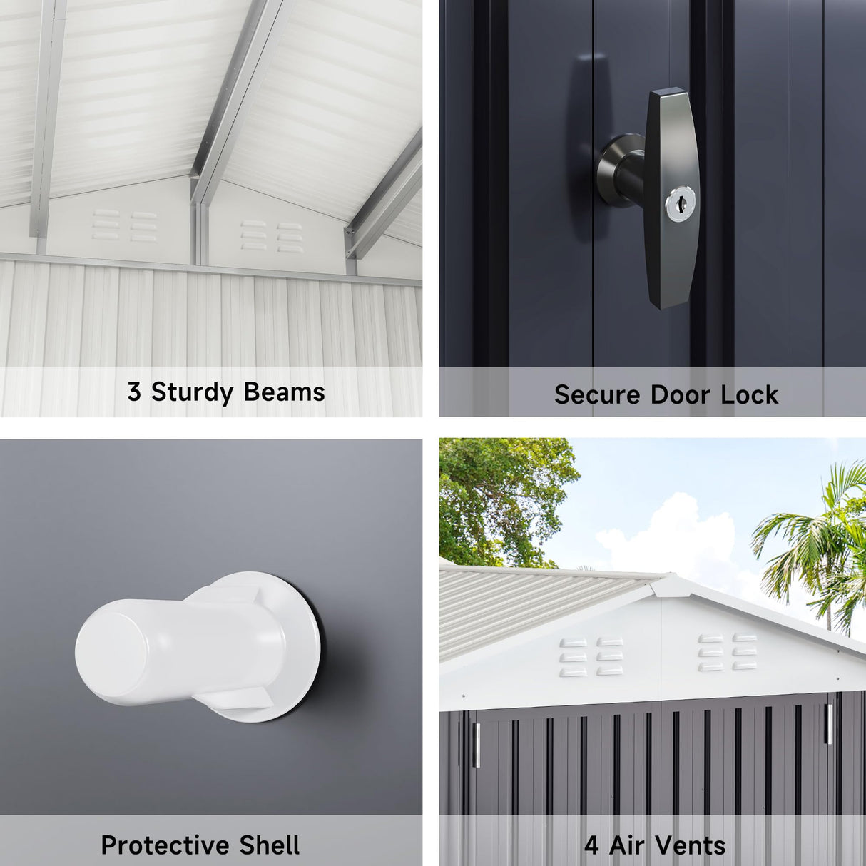 Polar Aurora 10x14 FT Outdoor Storage Shed, Metal Garden Shed with Updated Frame Structure, Tool Sheds for Backyard Garden Patio Lawn White Polar Aurora