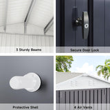 Polar Aurora 6x8 FT Outdoor Storage Shed, Metal Garden Shed with Updated Frame Structure, Tool Sheds for Backyard Garden Patio Lawn White Polar Aurora