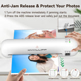 Laminator Machine 9-Inch Portable Thermal Laminater with Hot & Cold Modes, A4 Small Laminating Machine with ABS Jam-Release, 3-Min Warm-Up, 6-in-1 Photo Laminator Kit for Home Office and Class, White MYKLLIFF