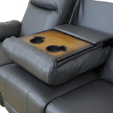 Air Leather Power Recliner Sofa Set with LED, Reclining Living Room Furniture Sets, Power Recliner Couch Set with USB Ports for House/Home Theater (Dark Grey, Sofa+Loveseat+Chair) AYCP Furniture