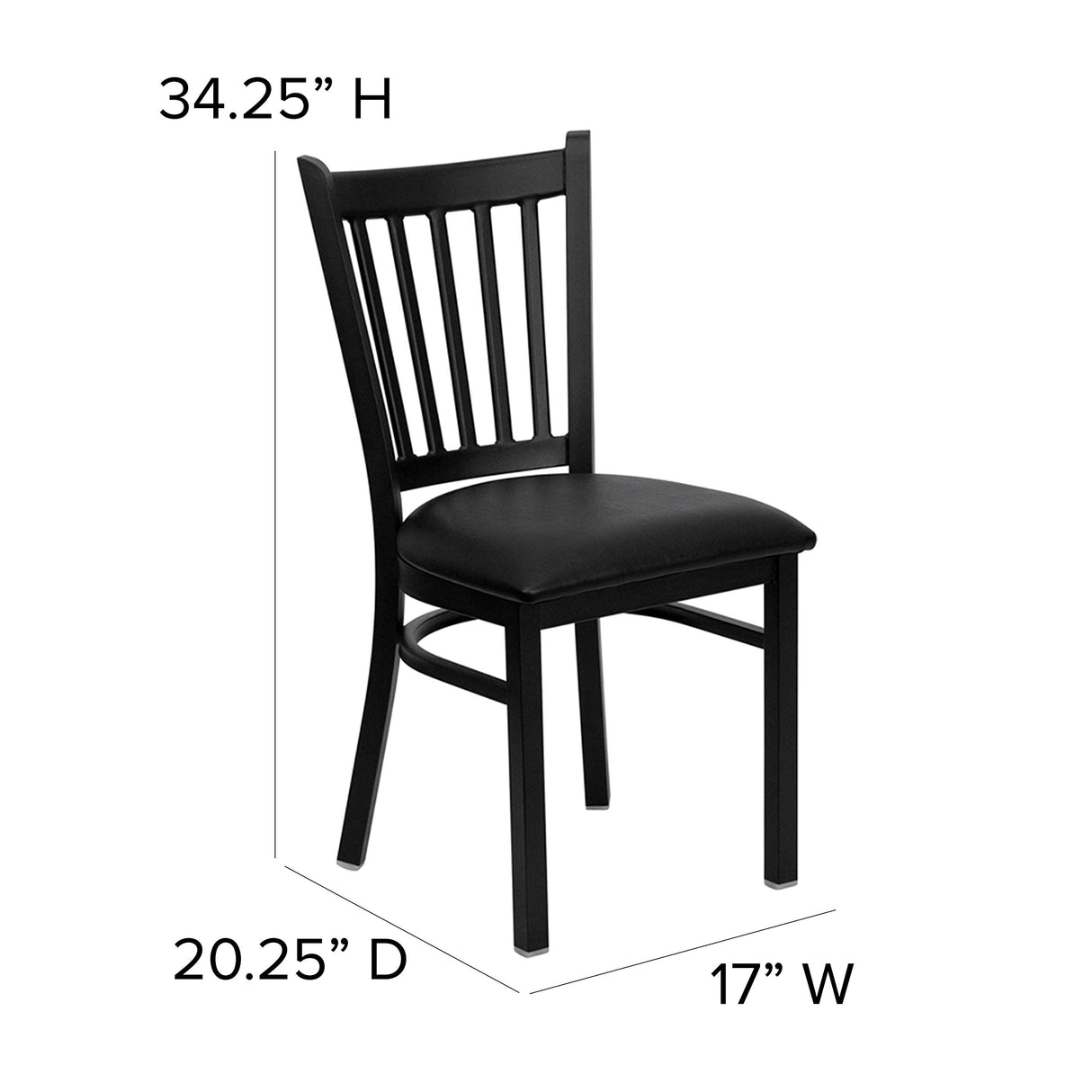 Flash Furniture HERCULES Series Black Vertical Back Metal Restaurant Chair - Black Vinyl Seat Flash Furniture