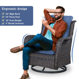 Belord 5 Pieces Patio Furniture Sets Wicker Outdoor Furniture, Rattan Patio Swivel Glider Chairs with 2 Ottoman and Glass Side Table Belord