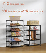 VTRIN Narrow Shoe Rack with Covers 10 Tiers Tall Shoe Rack for Closet Entryway Sturdy Shoe Rack Organizer Holds 20-22 Pairs Free Standing Shoe Storage Cabinet with Dustproof Cover Shoe Shelf VTRIN