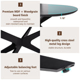 Kidol & Shellder Rectangular Dining Table for 4-6 People 69.4" Farmhouse Kitchen Table with Metal Cross Legs & Oval Corners Modern Industrial Style for Kitchen Dining Room Living Room Black Kidol & Shellder