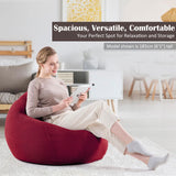 Nobildonna 3 ft Bean Bag Chair Cover (No Filler) 35"×43" Large Stuffed Animal Storage Bean Bag Washable Big Beanbag Chair Cover Premium Corduroy Bean Bag Cover for Adults,Kids,Wine Red 300L Nobildonna