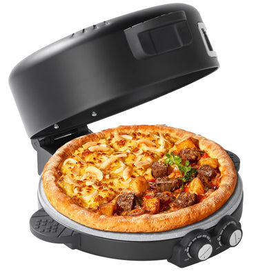 12" Electric Pizza Oven-Countertop Pizza Maker with Timer &Temperatures Control, Perfect for Pizzas/Pancake/Quesadillas/Cookies (black)