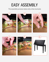 Donner Duet Piano Bench with Storage, Solid Wooden Keyboard Bench Piano Bookcase Stool Chair Seat with High-Density Sponges Padded Cushion, Black Donner