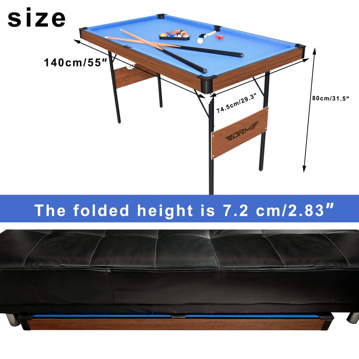 DRM 55Inch Multi Function 3 in 1 Combo Game Table, Folding Pool Table/Billiard Table, Hockey Table, Table Tennis Table with ALL Accessories - WoodArtSupply