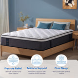 QUEEN ROSE King Mattress, 10 Inch King Size Hybrid Mattress in a Box, Gel Memory Foam & Individually Pocket Innerspring Hybrid Bed, Medium Firm, Fiberglass Free & CertiPUR-US Certified QUEEN ROSE