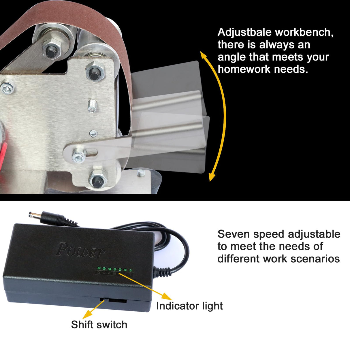 Hiqalty Electric Belt-Sander Polishing-Grinding Sharpener Adjustable -13 x 1.2in DIY Power Sanding Machine Mini Bench Belt Grinder Kit, Multifunctional for Knife Making, Woodworking(mini belt sander) Hiqalty