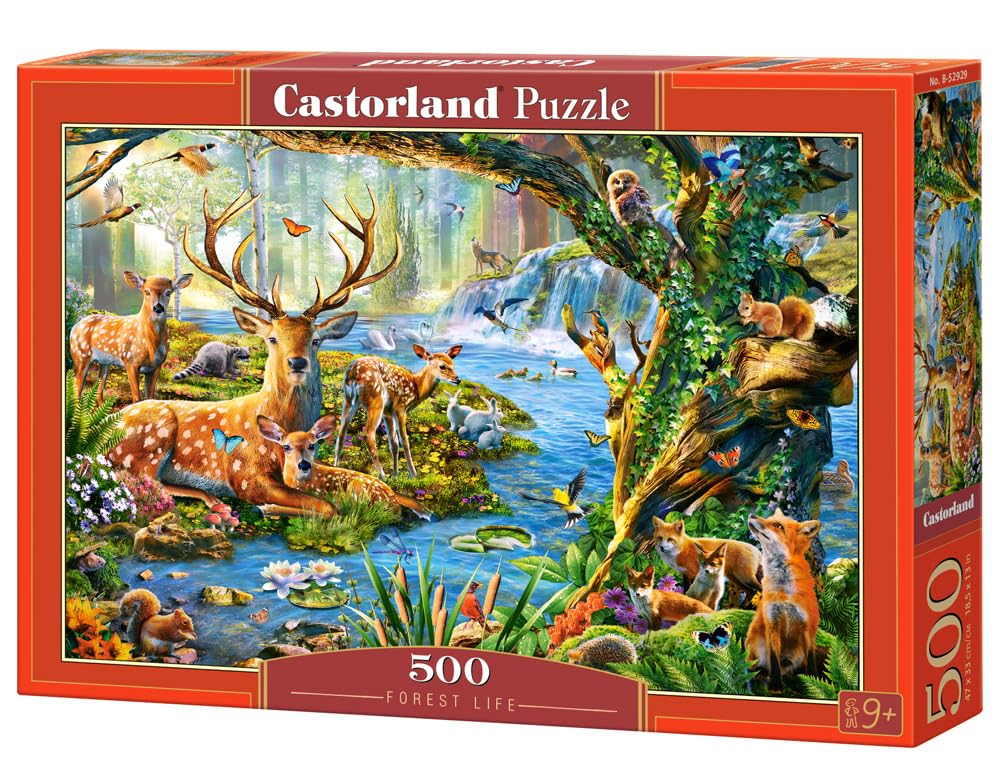 CASTORLAND 500 Piece Jigsaw Puzzles, Forest Life, Charming View of Deer and Animals in The Forest, Adult Puzzle, Castorland B-52929 Castorland