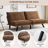 SoarFlash 67 Inch Futon Double Sofa Bed, 2 in 1 Velvet Loveseat with Adjustable Backrest Memory Foam Sofa for Living Room Bedroom Office Apartment Compact Couch(Brown) SoarFlash