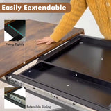 55" -70" Extendable Dining Room Table for 4 6 People,Modern Rustic Kitchen Expanding Table,Wooden Long Large Expandable Dining Room Transformer Table Conference Table for Kitchens,Walnut Ufurpie