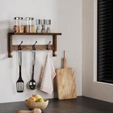 VERTORGAN Wall Hooks with Shelf, Coat Hooks Wood Coat Rack Wall-Mounted, Wall Hooks for Entryway, Living Room, Bathroom (Brown) VERTORGAN