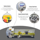 BEILOCKERY Metal Lathe RC-210E Automatic Inch/Metric Conversion 1100W Benchtop Electronic Gear Lathe Machine 50-2500rpm Variable Speed 8"*39" Electronic Pulse Precision Wood Horizontal Processer 110V BEILOCKERY