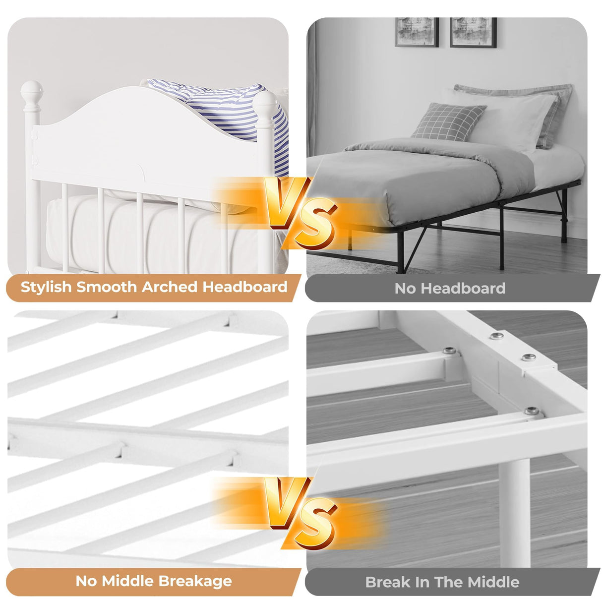 Daybed with Trundle, Sturdy Metal Twin Size Day Bed with Stylish Headboard, Height Adjustable Trundle Bed Twin, Heavy Duty Steel Slats Platform for Living Room, Bedroom and Guest Room, White GarveeHome