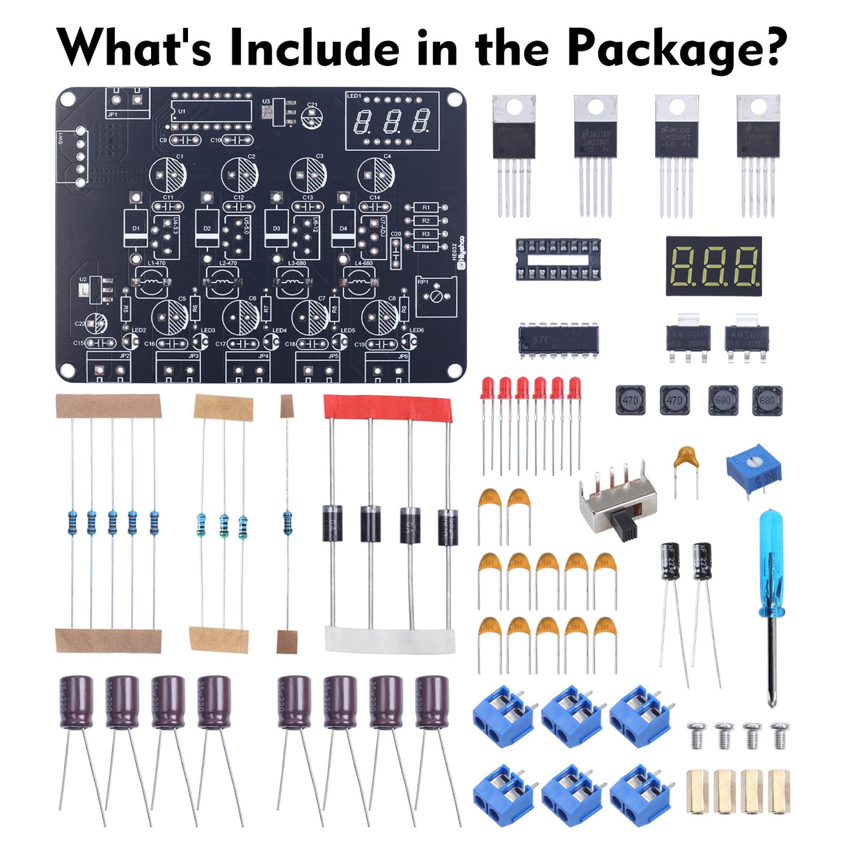 DIY Power Module Soldering Kit, PEMENOL LM2596 Universal 1.5V/3.3V/5V/12V/Adjustable Voltage Output Power Supply Module for Electronic DIY Soldering Practice Experiments and Testing PEMENOL