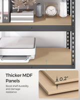 SONGMICS 5-Tier Storage Shelves, Garage Storage, Boltless Assembly, Adjustable Shelving Unit, 17.7 x 35.4 x 70.9 Inches, Load 1929 lb, for Shed Warehouse Basement Kitchen, Gray UGLR450G01 SONGMICS