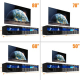 ANTISTA Floating TV Stand with Led Lights, 71 inch Wall Mounted TV Shelf with Power Outlet, Modern Entertainment Center Media Console with Storage Cabinet, Up to 80 Inch TVS, Black ANTISTA