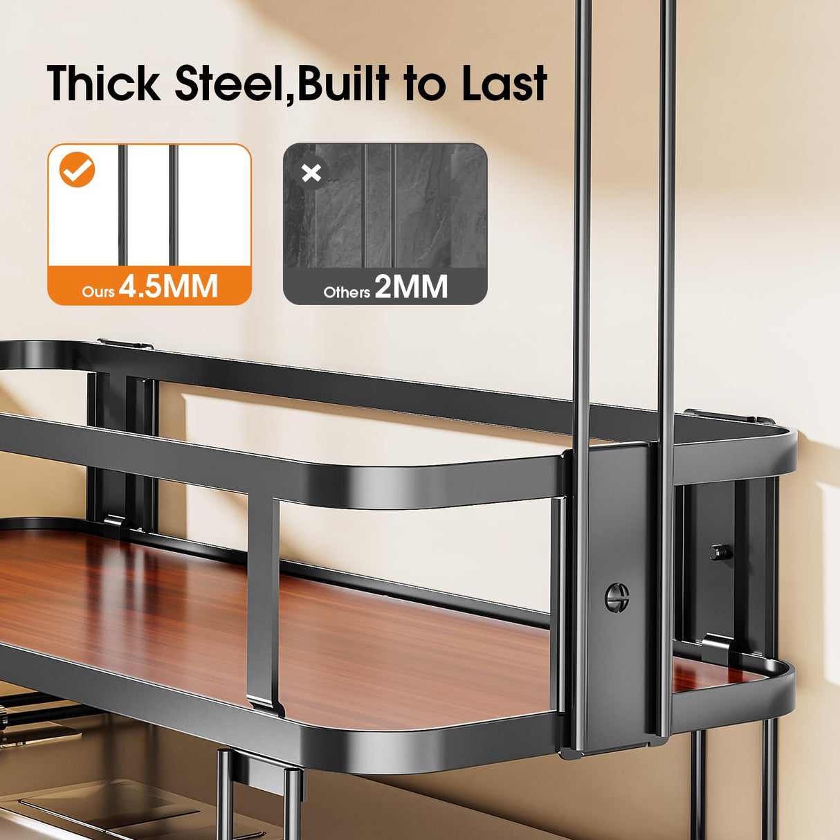 LAMU 3-Tier Over-The-Toilet Storage Shelf, Bathroom Organizer, Large Capacity, No-Drill Installation, Rust-Resistant Thick Material, Perfect for Bathroom Shelf, Black LAMU