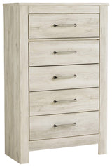 Signature Design by Ashley Bellaby Vintage Farmhouse 5 Drawer Chest of Drawers, Whitewash Signature Design by Ashley