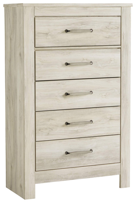 Signature Design by Ashley Bellaby Vintage Farmhouse 5 Drawer Chest of Drawers, Whitewash Signature Design by Ashley