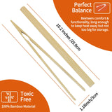 2 Pieces Natural Bamboo Toast Tongs, toast tongs, bamboo tongs,10.2 Inches Long Tongs with Anti-slip Design,for Toaster,Fruits, Bread & Pickles, Kitchen Utensil, Salad, Pasta, Grilling, BBQ Jowmoy