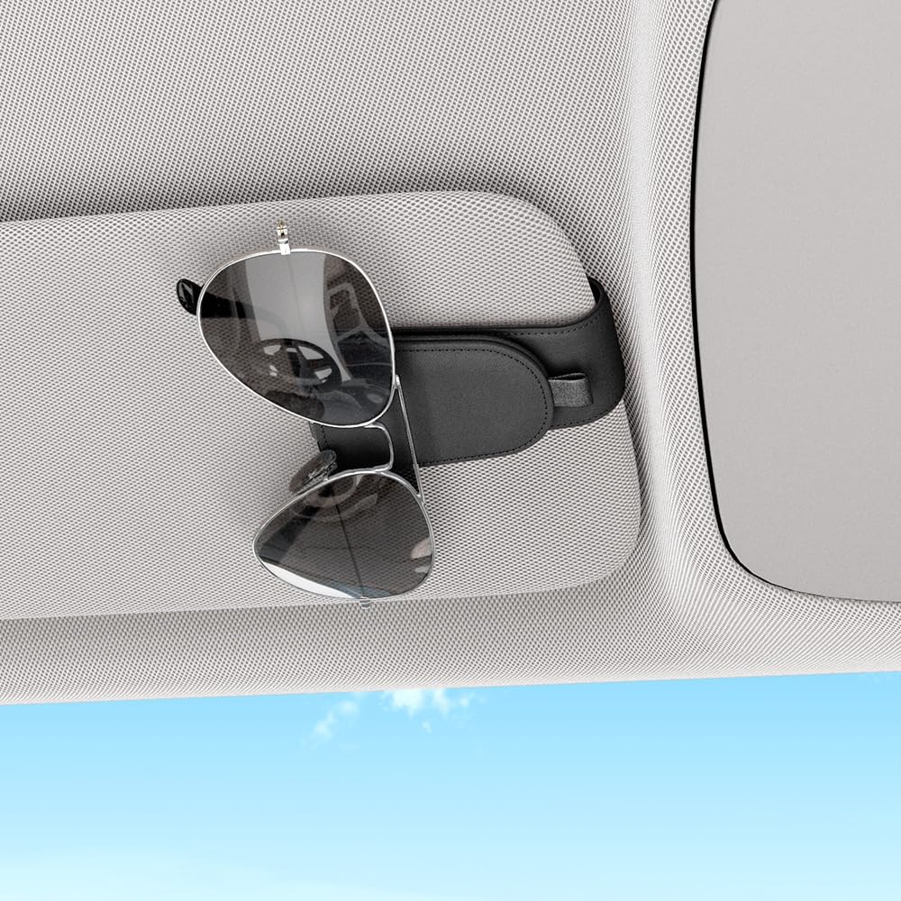 Sotfamily Sunglass Holder for Car Visor, Suede Cloth Magnetic Sunglass Organizer for Car Accessories, 2 Packs, Black Sotfamily