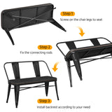 Yaheetech Farmhouse Dining Bench Industrial Metal Bench with Upholstered Seat with and Removable Backrest for Entryway, Garden, Backyard, Black Yaheetech