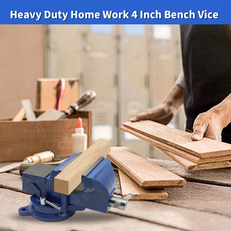 Nakkaa 4" Bench Vise Ductile Cast Iron Bench Vise with 360° Flexible Swivel Locking Base Heavy Duty Home Work 4 Inch Bench Vice Nakkaa
