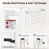 ELYKEN White Dresser with LED Light for Bedroom, Dresser with 9 Drawers and Charging Station, Fabric Chest of Drawers with PU Finish Storage Drawers for Entryway Closet Living Room Hallway Guest Room ELYKEN