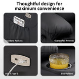 MCombo Power Lift Recliner Chair with Extended Footrest for Elderly People, Faux Leather 7287 (Black, Medium) MCombo