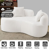 Thctvous 67" Beige Curved Loveseat with Round Armrest, Round Couch in a Box, Boneless Curved Sofa for Living Room Bedroom Small Space, Teddy, No Assembly (White) Thctvous