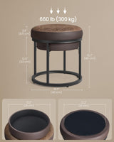 SONGMICS HOME LUIZ Collection - Ottoman Footstool, Round Ottoman, Vanity Chair Stool, Footrest, Reversible Top, Side Table, Max. Load 660 lb, Bedroom Living Room Entryway, Walnut Brown ULOM080K01 SONGMICS HOME